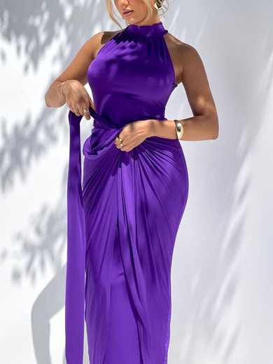 Grape High Neck Ruched Maxi Dress PT02025552