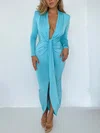 Long Sleeve Ruched Split Maxi Dress PT02025721
