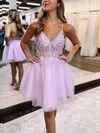Appliques Glitter Tulle Mini Dress #UKM020117469