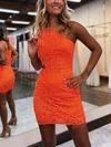 Orange One Shoulder Sequin Cut Out Mini Dress #UKM020117531