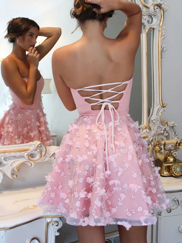 Pink 3D Appliques Mini Dress #UKM020117572