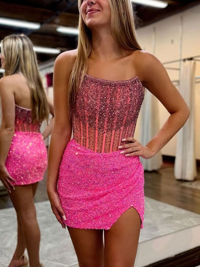 Sparkle Hot Pink Bodycon Mini Dress #UKM020117592