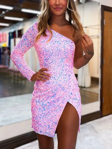 Sparkly Bodycon Sequin One Shoulder Mini Dress PT020117714