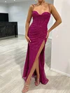 Sheath/Column Cowl Neck Floor-length Glitter Prom Dresses With Ruched #UKM020117823