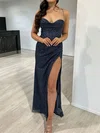 Sheath/Column Cowl Neck Glitter Corset Prom Dresses With Ruched #UKM020117826