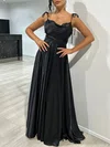 A-line Cowl Neck Silk-like Satin Floor-length Prom Dresses With Split Front #UKM020117877