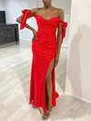 Trumpet/Mermaid Off-the-shoulder Jersey Sweep Train Prom Dresses With Ruched #UKM020117882