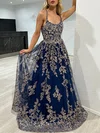 Ball Gown/Princess Scoop Neck Tulle Glitter Floor-length Prom Dresses With Beading #UKM020117921