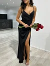 Sheath/Column V-neck Jersey Floor-length Prom Dresses With Ruched #UKM020118013