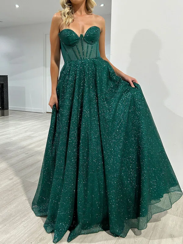 Ball Gown Strapless Tulle Prom Dresses With Ruched #UKM020118024