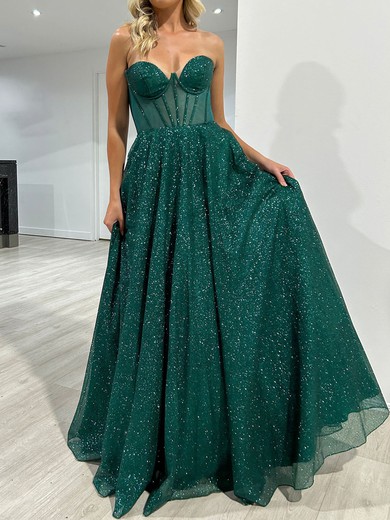 Ball Gown Strapless Tulle Prom Dresses With Ruched #UKM020118024