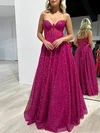 Ball Gown/Princess Sweetheart Glitter Floor-length Prom Dresses With Pockets #UKM020118028