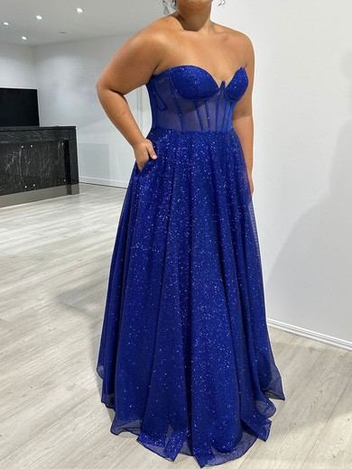 Ball Gown Strapless Tulle Prom Dresses With Ruched #UKM020118030