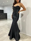 Trumpet/Mermaid Cowl Neck Silk-like Satin Sweep Train Prom Dresses With Ruched #UKM020118057