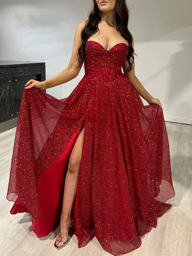A-line Cowl Neck Tulle Prom Dresses With Ruched #UKM020118077