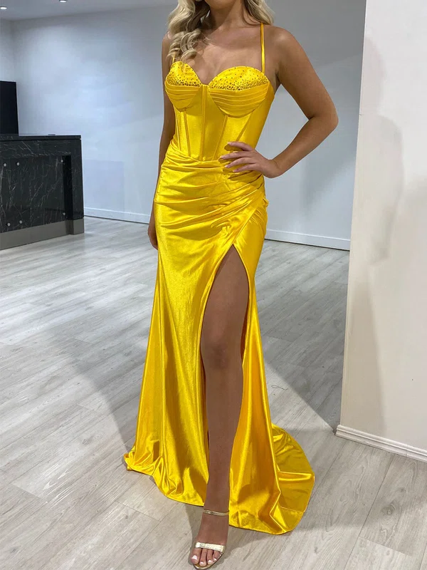 Mermaid Sweetheart Satin Corset Prom Dresses With Ruched #UKM020118091
