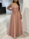 Ball Gown/Princess Off-the-shoulder Tulle Floor-length Prom Dresses With Beading #UKM020118175
