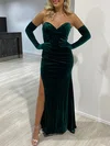 Sheath/Column V-neck Velvet Floor-length Prom Dresses With Ruched #UKM020118187