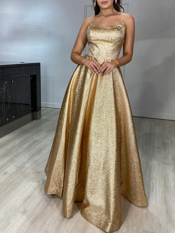 Ball Gown/Princess Scoop Neck Glitter Floor-length Prom Dresses With Pockets #UKM020118531