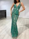 Sheath/Column V-neck Sequined Floor-length Prom Dresses #UKM020118620