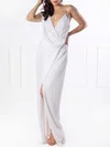 Sheath/Column V-neck Sequined Floor-length Prom Dresses With Split Front #UKM020118624