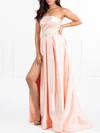 Ball Gown/Princess Straight Satin Sweep Train Prom Dresses With Sashes / Ribbons #UKM020118640