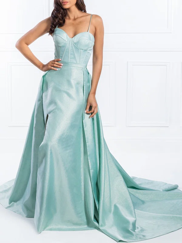 Ball Gown/Princess Sweetheart Satin Watteau Train Prom Dresses With Split Front #UKM020118645