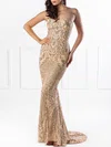 Trumpet/Mermaid Sweetheart Glitter Sweep Train Prom Dresses #UKM020118663