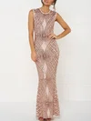 Sheath/Column Scoop Neck Sequined Ankle-length Prom Dresses With Split Back #UKM020118674