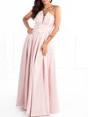 Ball Gown/Princess V-neck Satin Floor-length Prom Dresses #UKM020118699