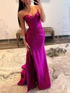 Trumpet/Mermaid Sweetheart Silk-like Satin Sweep Train Prom Dresses With Ruched #UKM020119620