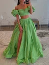 Ball Gown/Princess Off-the-shoulder Satin Sweep Train Prom Dresses With Ruched #UKM020119663