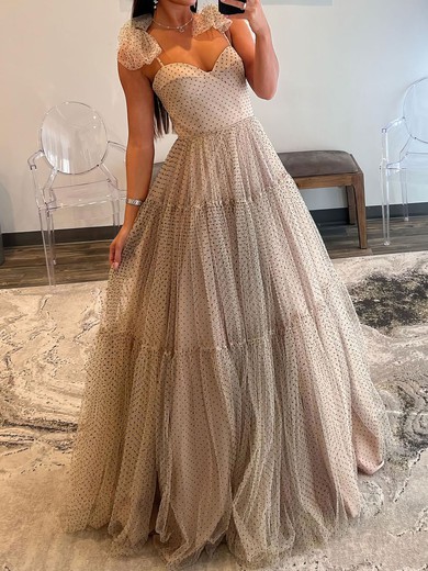 Ball Gown Sweetheart Tulle Ruffle Prom Dresses With Ruched #UKM020119612
