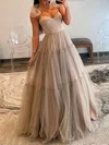 Ball Gown Sweetheart Tulle Ruffle Prom Dresses With Ruched #UKM020119612