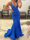 Mermaid V-neck Jersey Backless Beaded Prom Dresses #UKM020119565