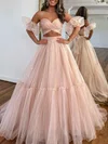 Ball Gown/Princess Sweetheart Organza Sweep Train Prom Dresses With Ruched #UKM020119907