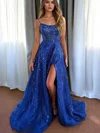 Ball Gown Scoop Neck Lace Sparkly Prom Dresses With Appliques #UKM020119922