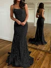 Trumpet/Mermaid Square Neckline Lace Tulle Sweep Train Prom Dresses With Appliques Lace #UKM020119899