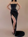 Sheath/Column Strapless Satin Corset Prom Dresses With Ruched #UKM020119301