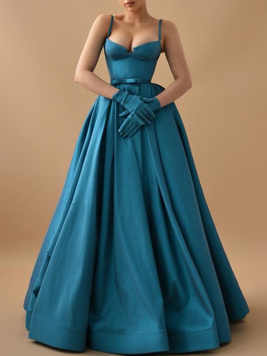 Ball Gown/Princess V-neck Satin Floor-length Prom Dresses With Sashes / Ribbons #UKM020119367