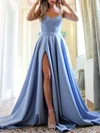 Ball Gown/Princess Sweetheart Satin Sweep Train Prom Dresses With Sashes / Ribbons #UKM020119460