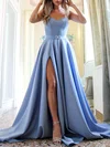 Ball Gown/Princess Sweetheart Satin Sweep Train Prom Dresses With Sashes / Ribbons #UKM020119460