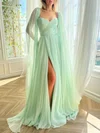 Ball Gown/Princess Sweetheart Chiffon Sweep Train Prom Dresses With Pockets #UKM020120077