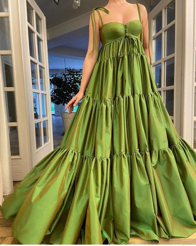 Ball Gown/Princess Sweetheart Satin Sweep Train Prom Dresses With Sashes / Ribbons #UKM020120152