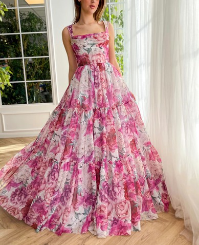 Ball Gown/Princess Cowl Neck Chiffon Floor-length Prom Dresses With Ruched #UKM020120099