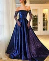 Ball Gown/Princess Straight Sequined Sweep Train Prom Dresses #UKM020120117