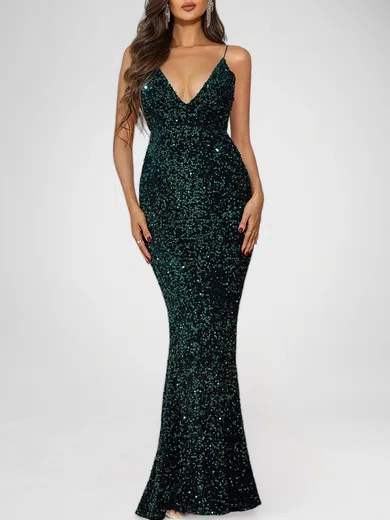Sparkly Sheath/Column Sequin V-neck Formal Dresses PT020118234