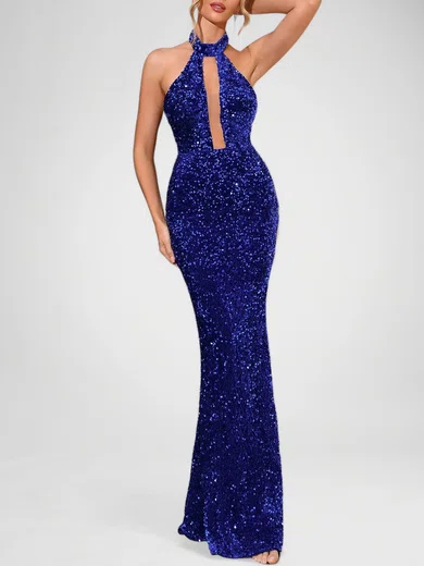 Sparkly Sheath/Column Sequin Halter Cut Out Formal Dresses PT020118265