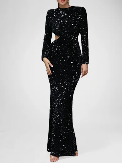 Sparkly Black Sequin Sheath/Column Cut Out Formal Dresses PT020118291