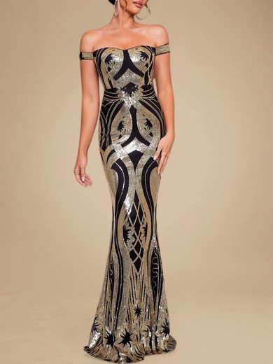 Trumpet/Mermaid Off-the-shoulder Sequined Floor-length Prom Dresses PT020118732